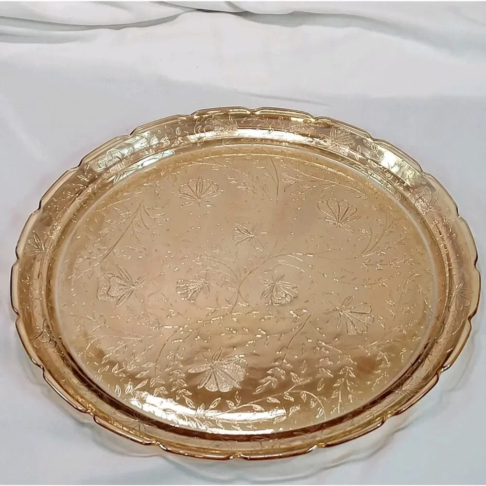 Jeannette Glass Peach Amber Plate 11